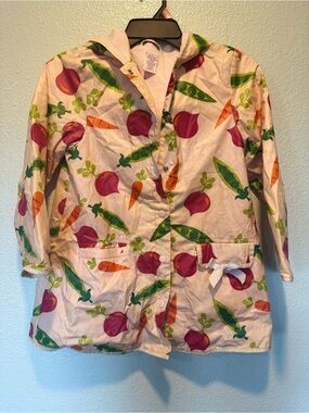LUC Gymboree Children's sz 7-9 Vegetable Print Hooded Rain Jacket - Pink